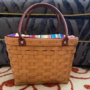 Longaberger Med Boardwalk Basket Purse w 2 liners
